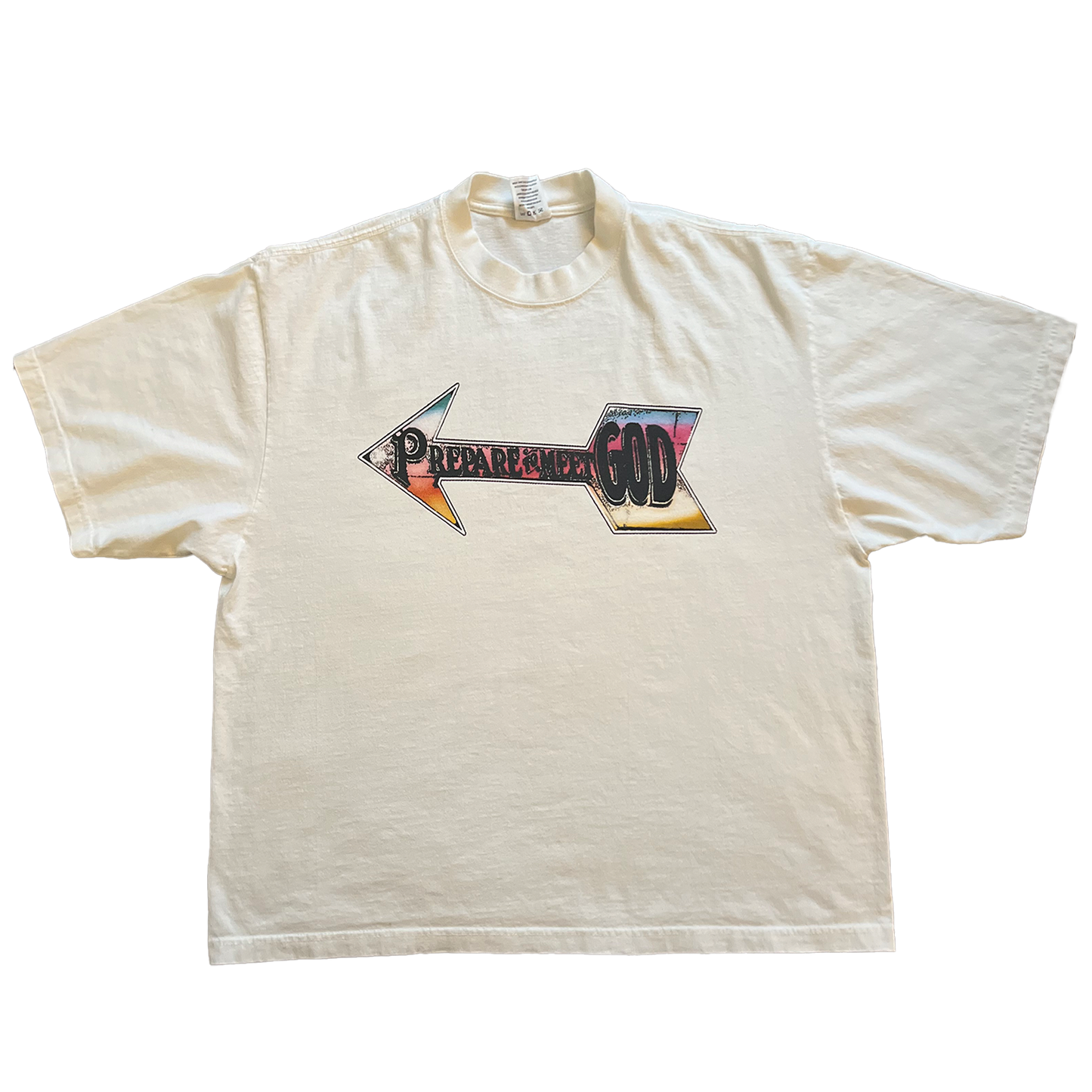 "PREPARE" DROP SHOULDER T-SHIRT